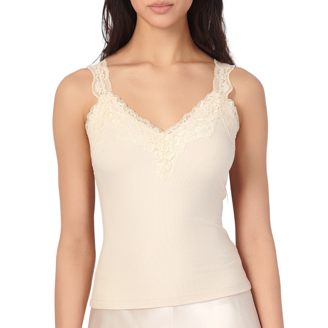 Lani Rib Knit Tank in Bone