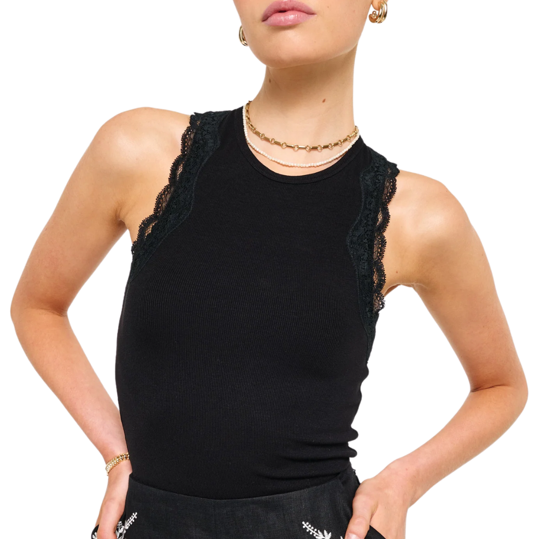 Rian Rib Knit Tank in Black