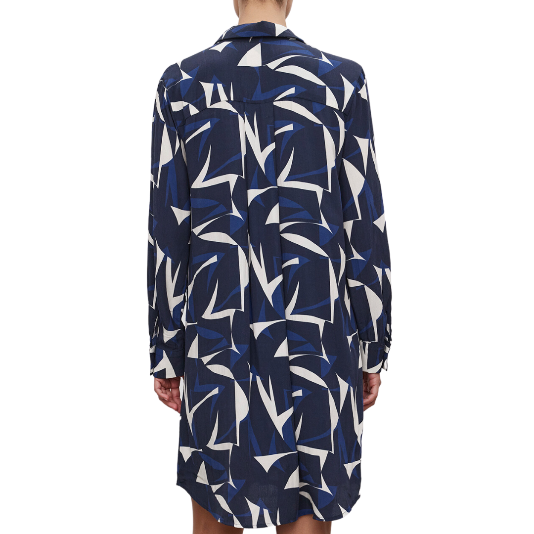 Dacey Dress in Navy/Ecru