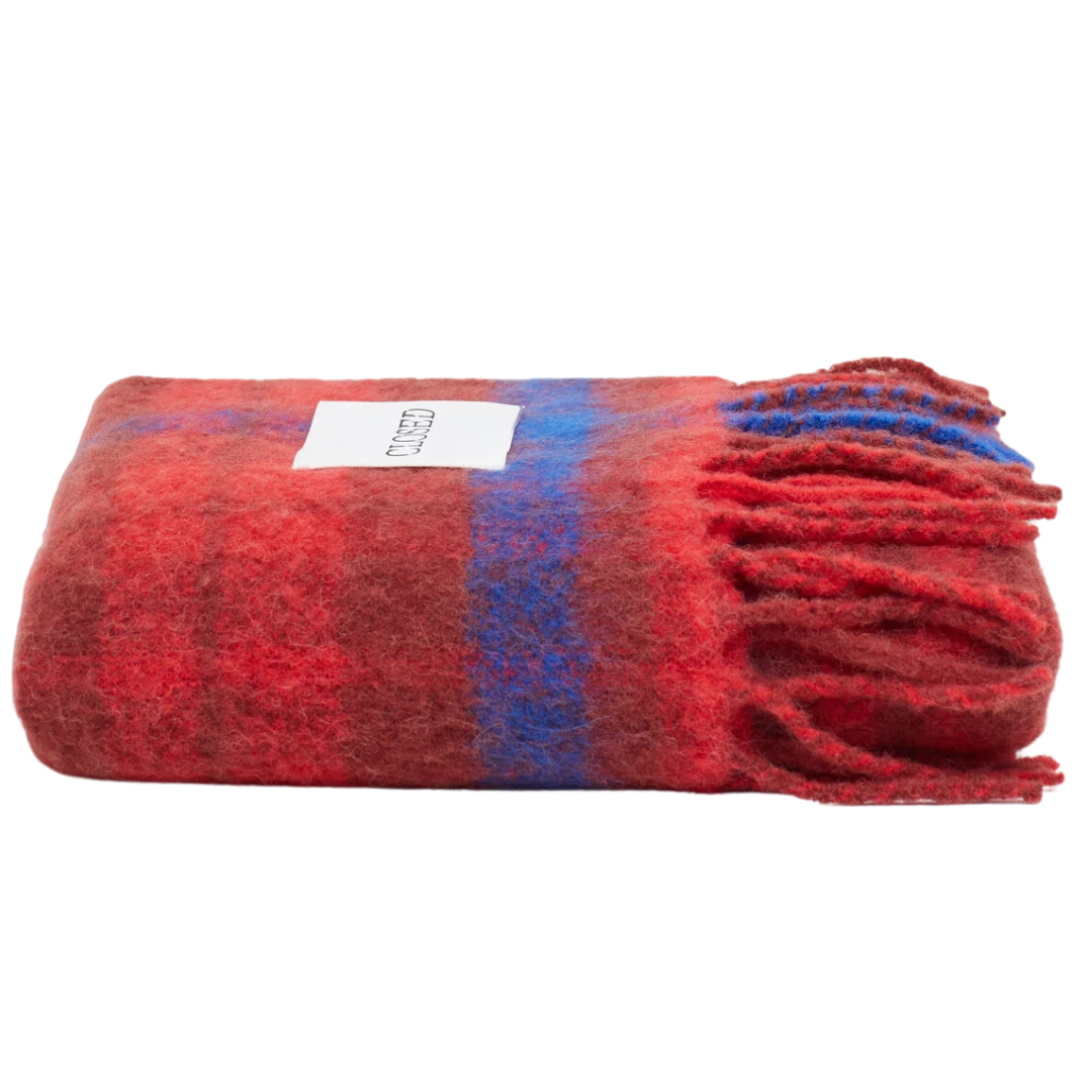 Glencheck Scarf in Hibiscus Red