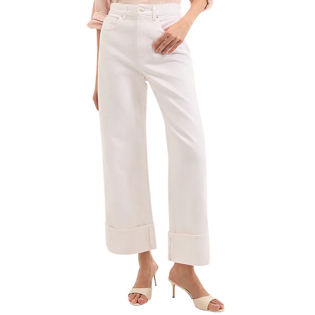 Taylor Cuffed Cropped Wide-Leg Jean in White