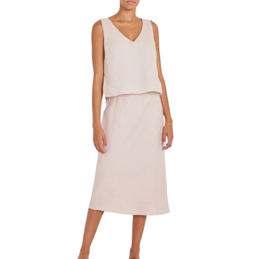 Rian Linen Skirt in Peony