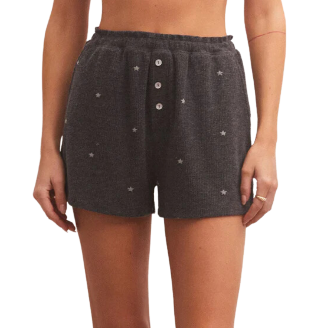 Cozy Days Star Short in Heather Black
