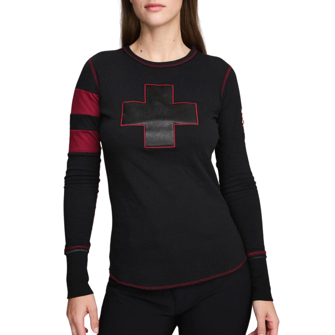 Helvetica Crew in Black/Deep Red