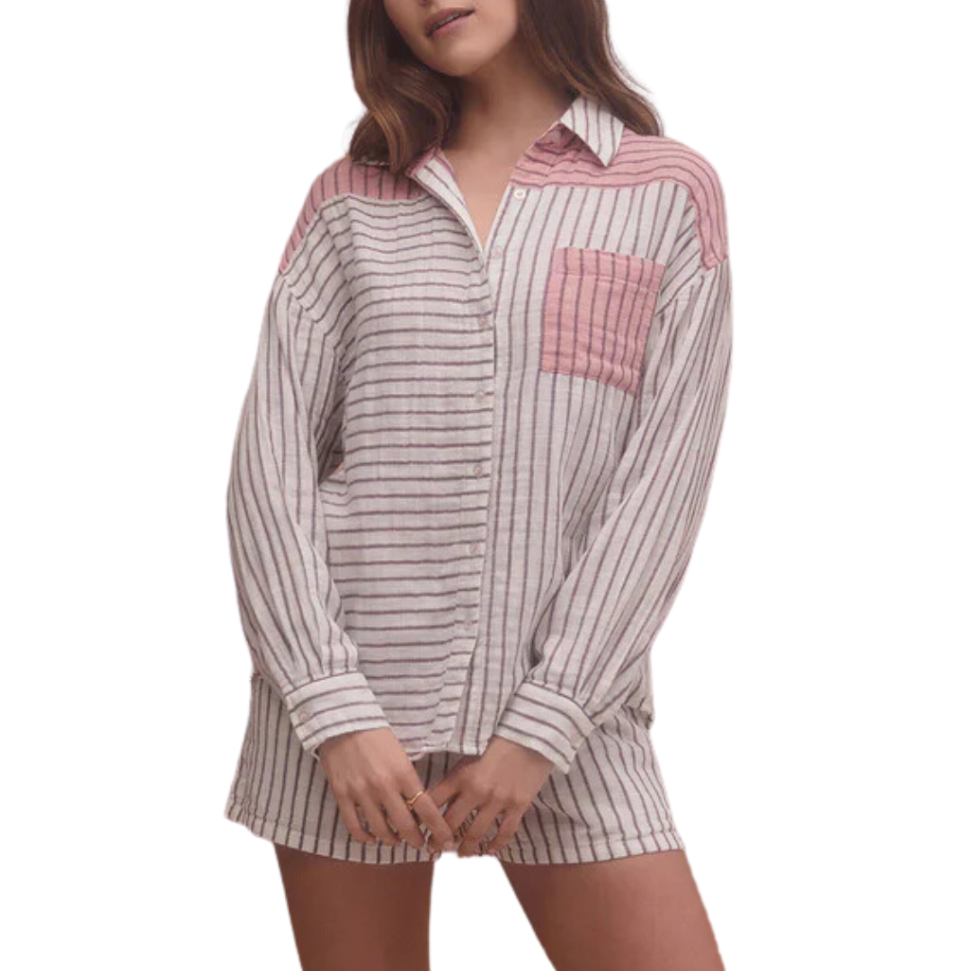All Mixed Up Stripe Shirt in Bone