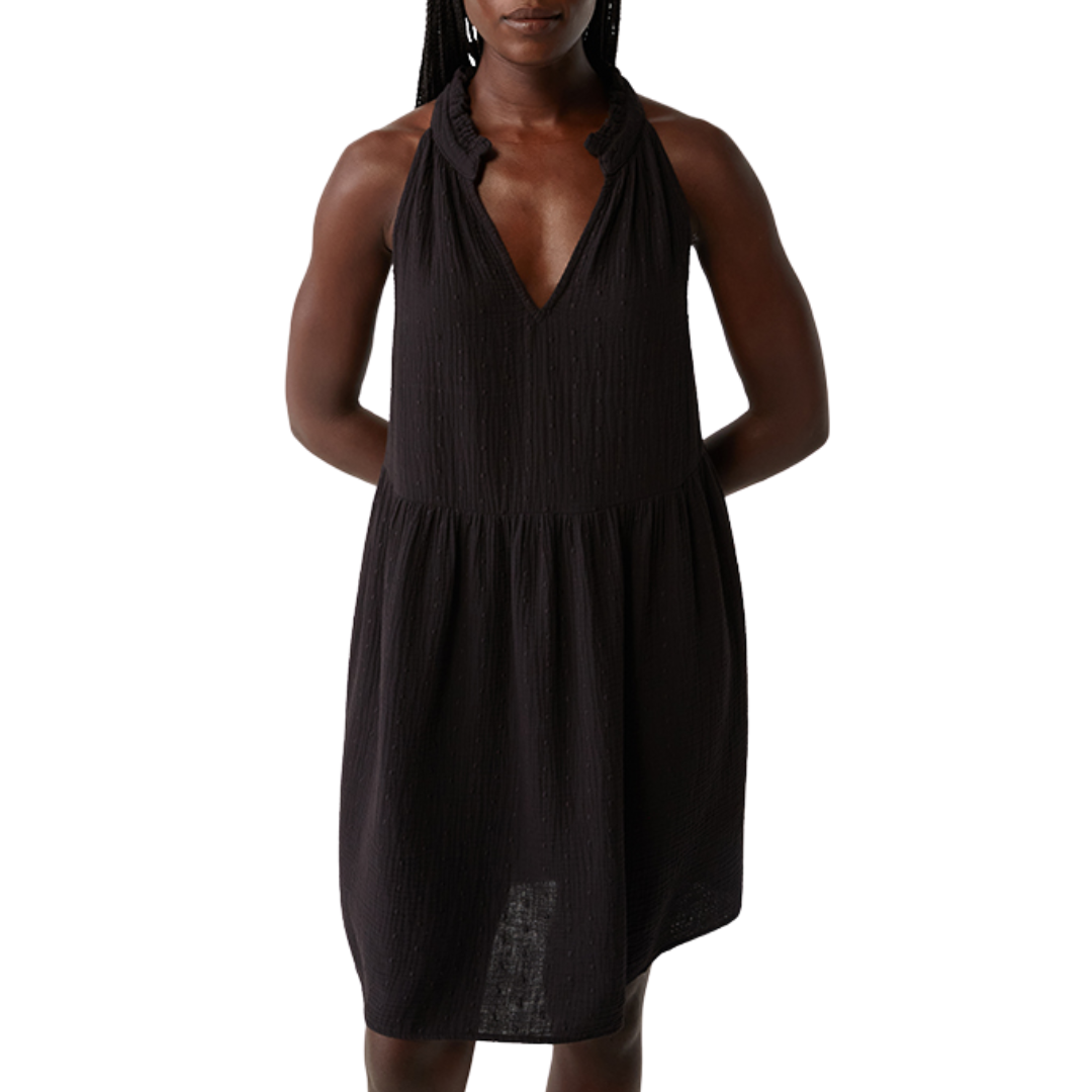 Alessa Split Neck Dress in Black