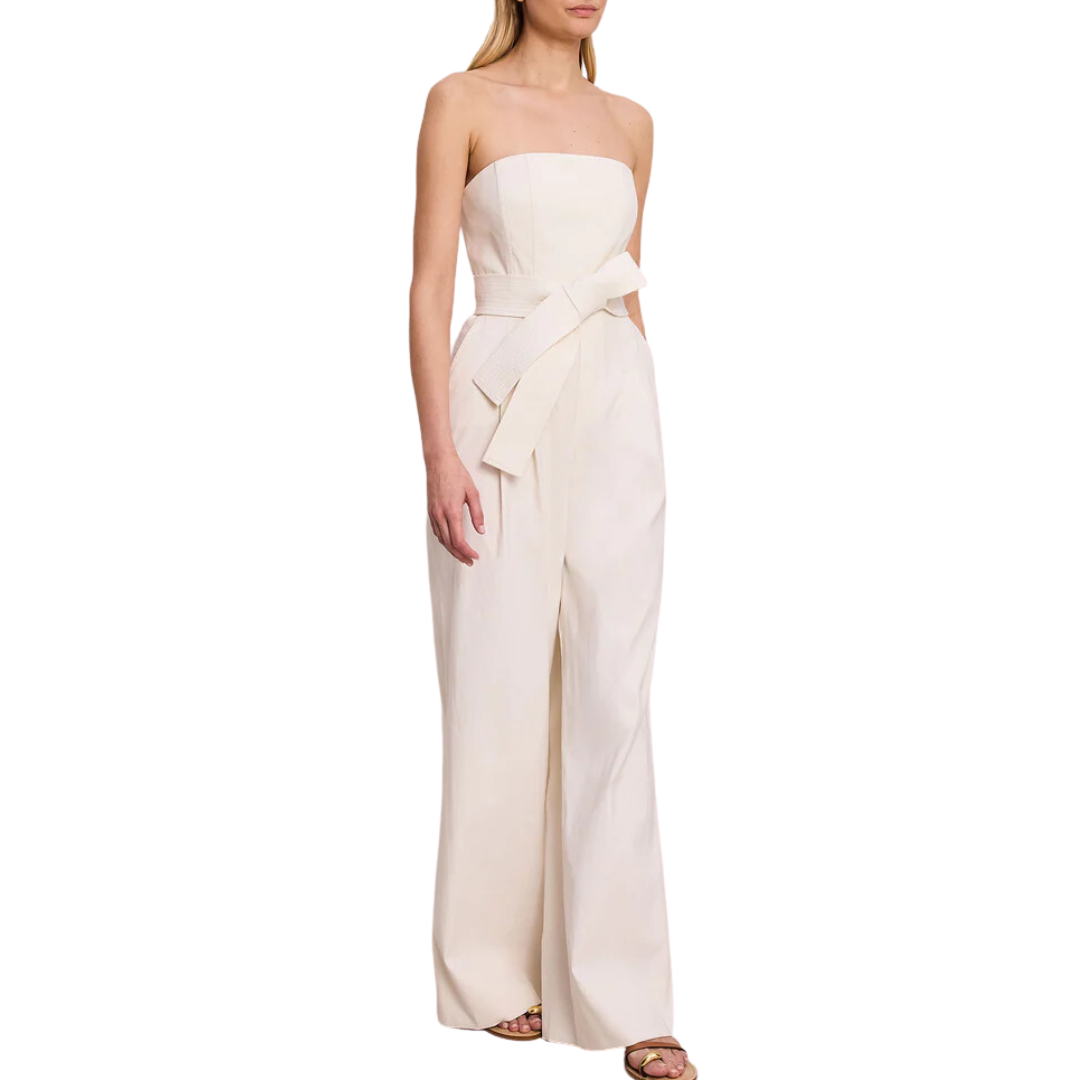 Elsie Strapless Linen Jumpsuit in Glace