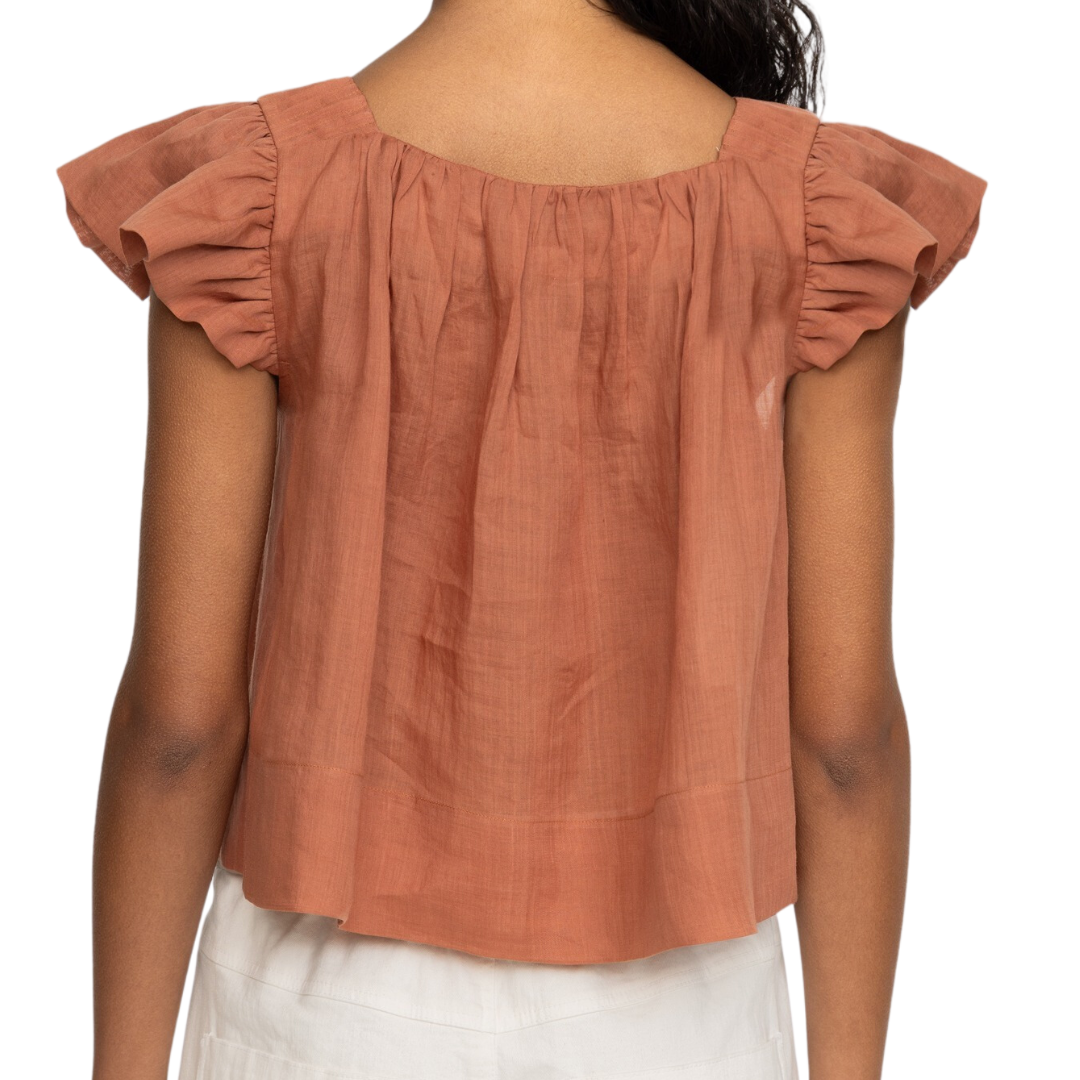 Risa Ramie W/ Poly Satin Tank Top in Clay