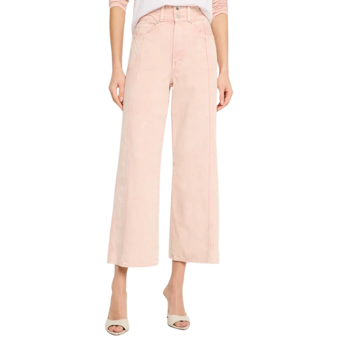 Taylor Cropped Wide-Leg Jean in Stoned Pink Shell