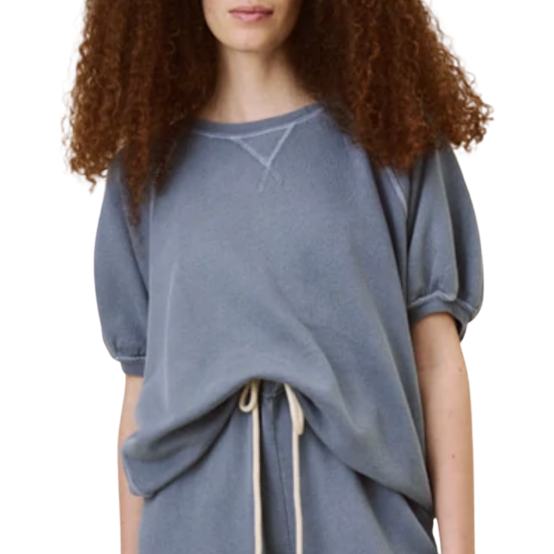 The Great Puff Sleeve Sweatshirt in Vintage Blue