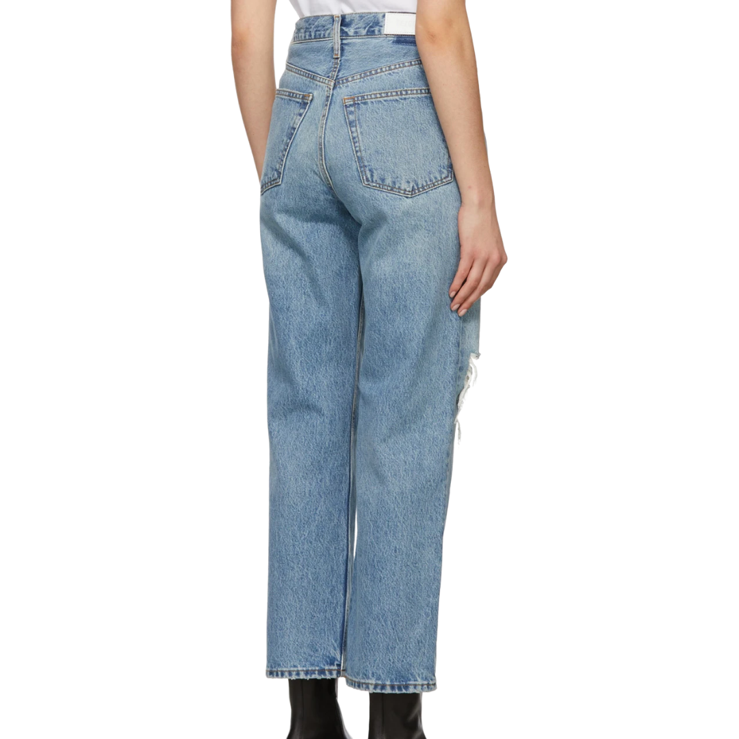 Blue Cropped 90's Low Slung Jeans in Medium Raf