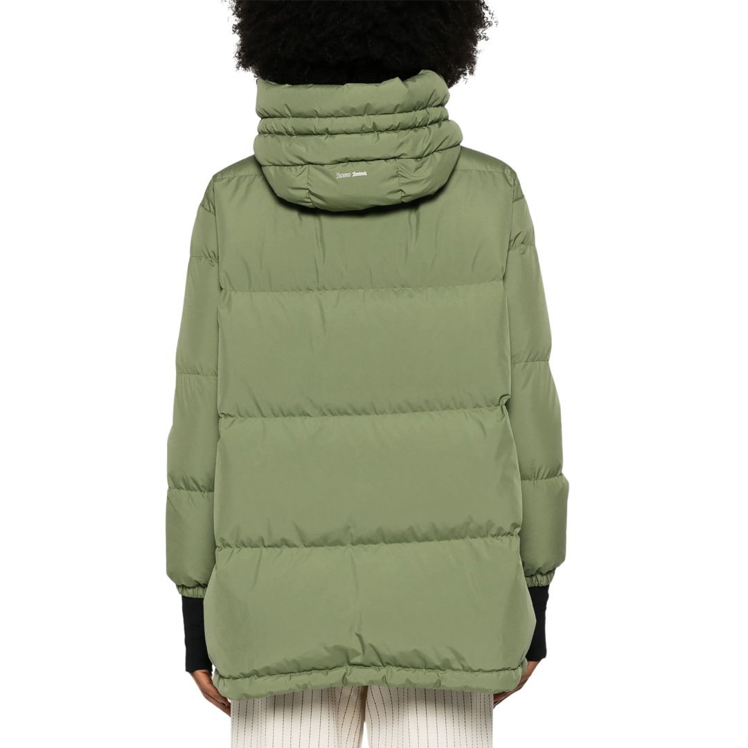Zip-Up Down Jacket in Oliva