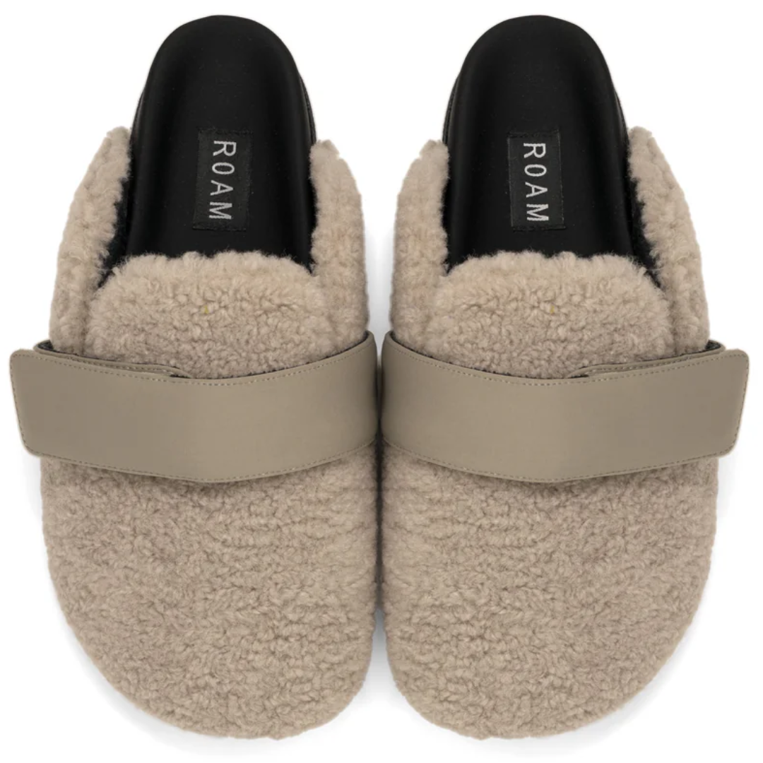 Fuzzy Loafer Mule in Cement