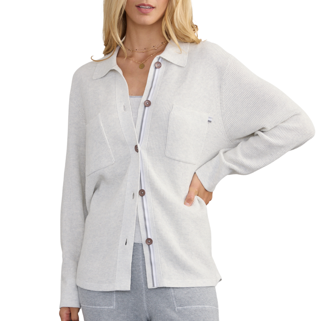 Jamie Waffle Shacket in Salt