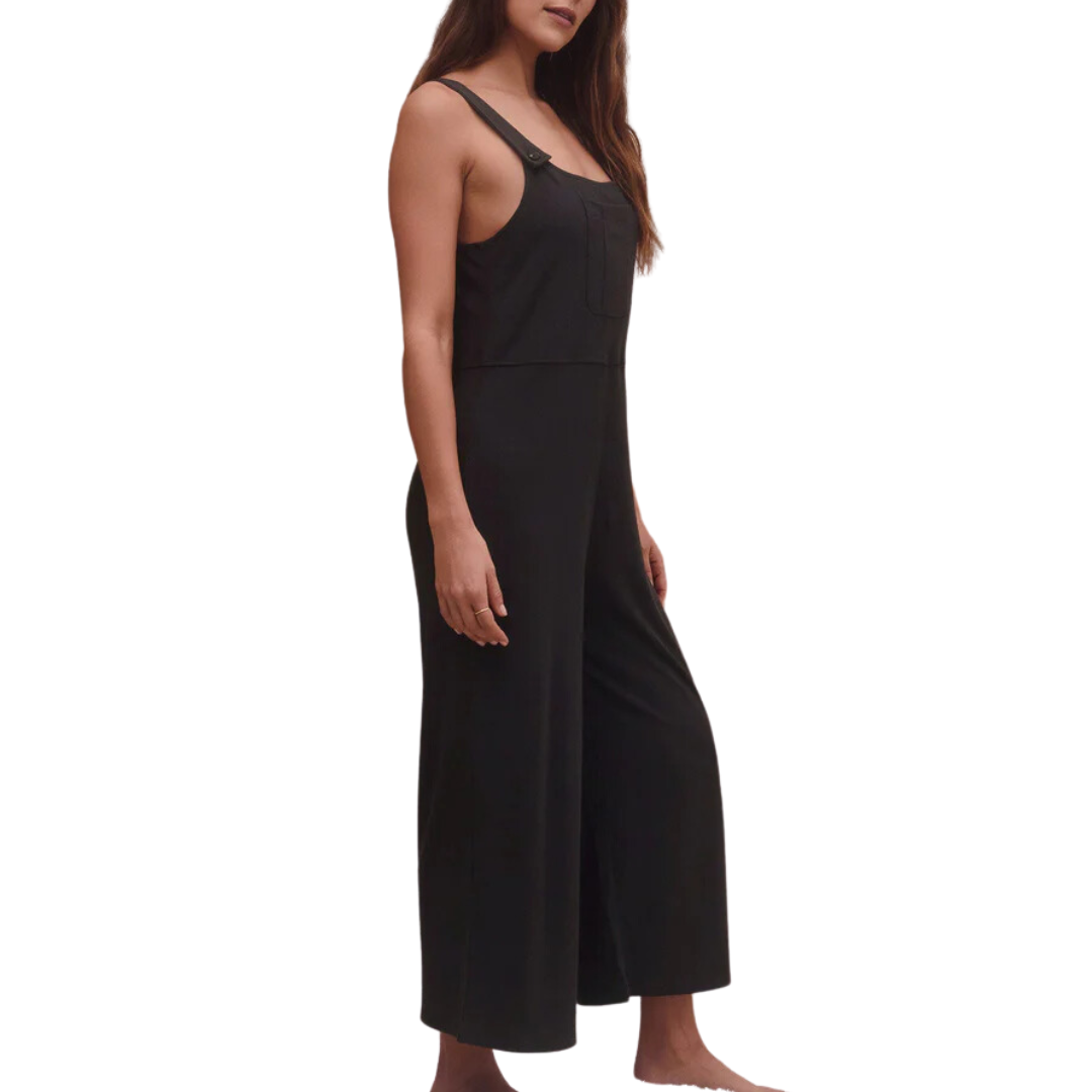 Homebody Rib Overall in Vintage Black