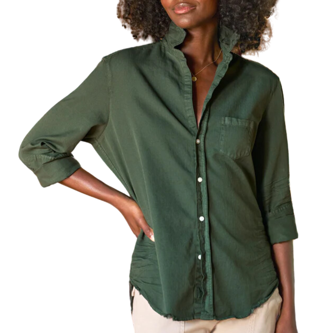 Eileen Relaxed Button-Up Shirt in Denim Vintage Green