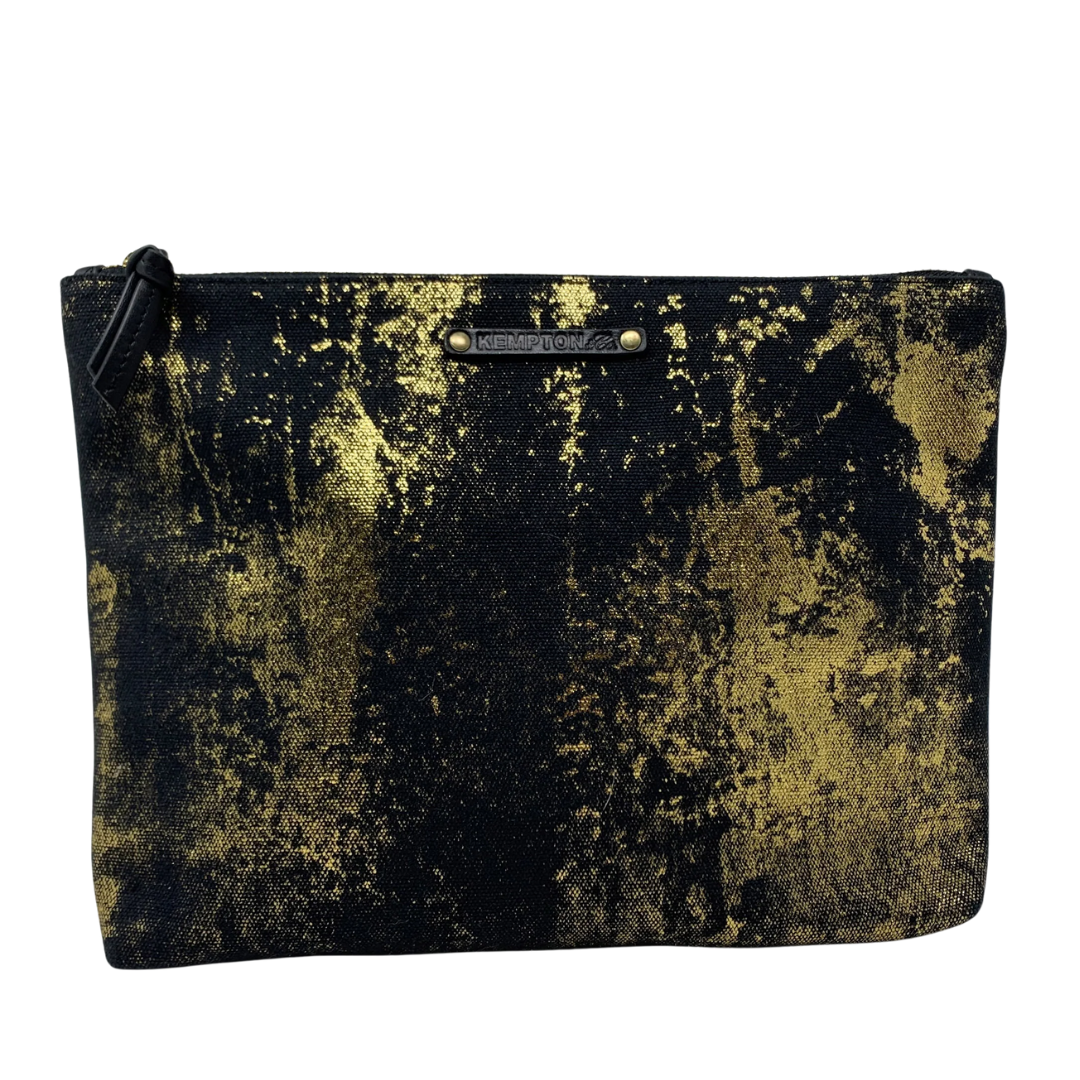 Canvas Pouch in Black Gold Splatter