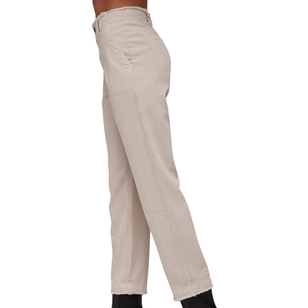 Dakota Frayed Ankle Trouser in Cool Sand