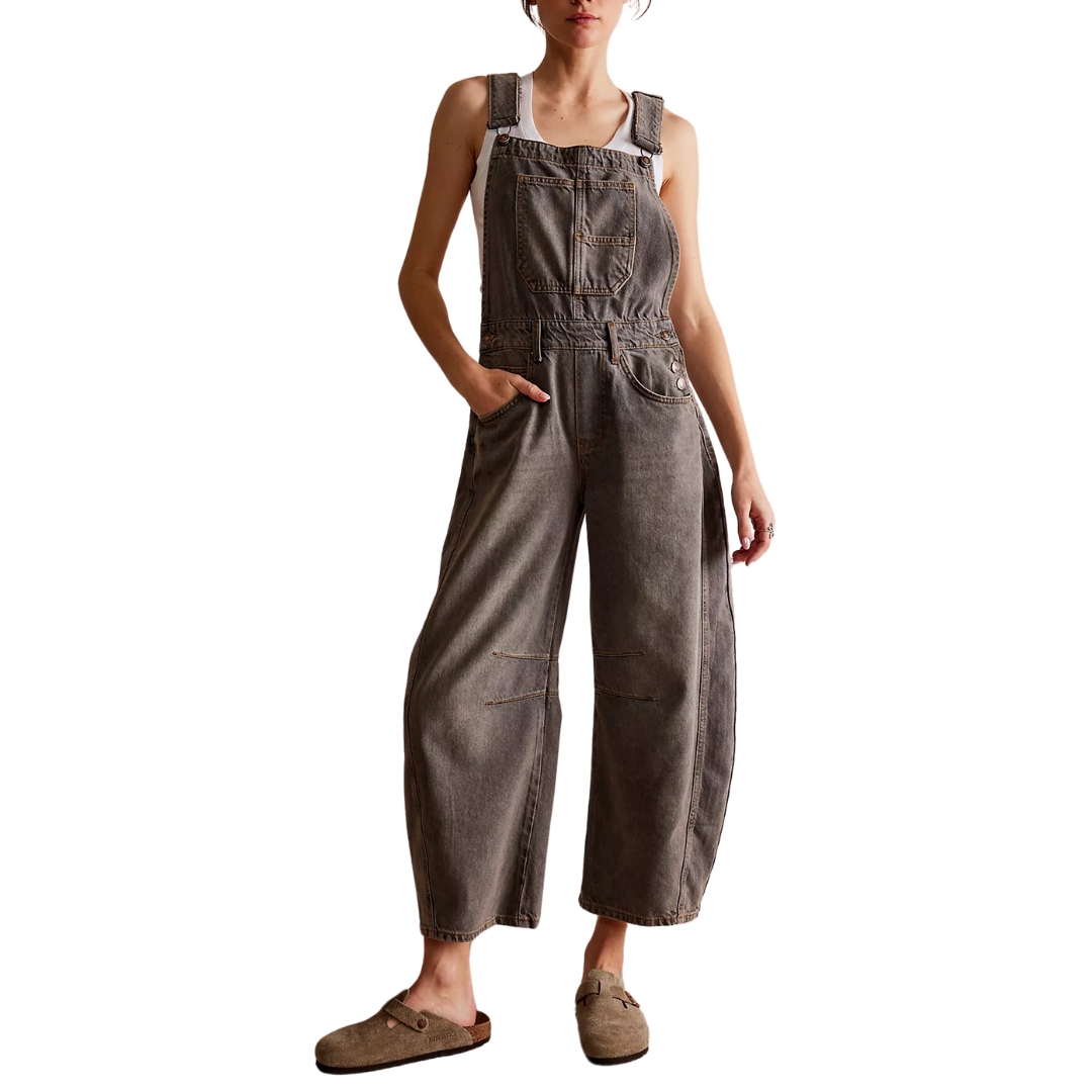 We The Free Good Luck Barrel Overalls in Archive Grey