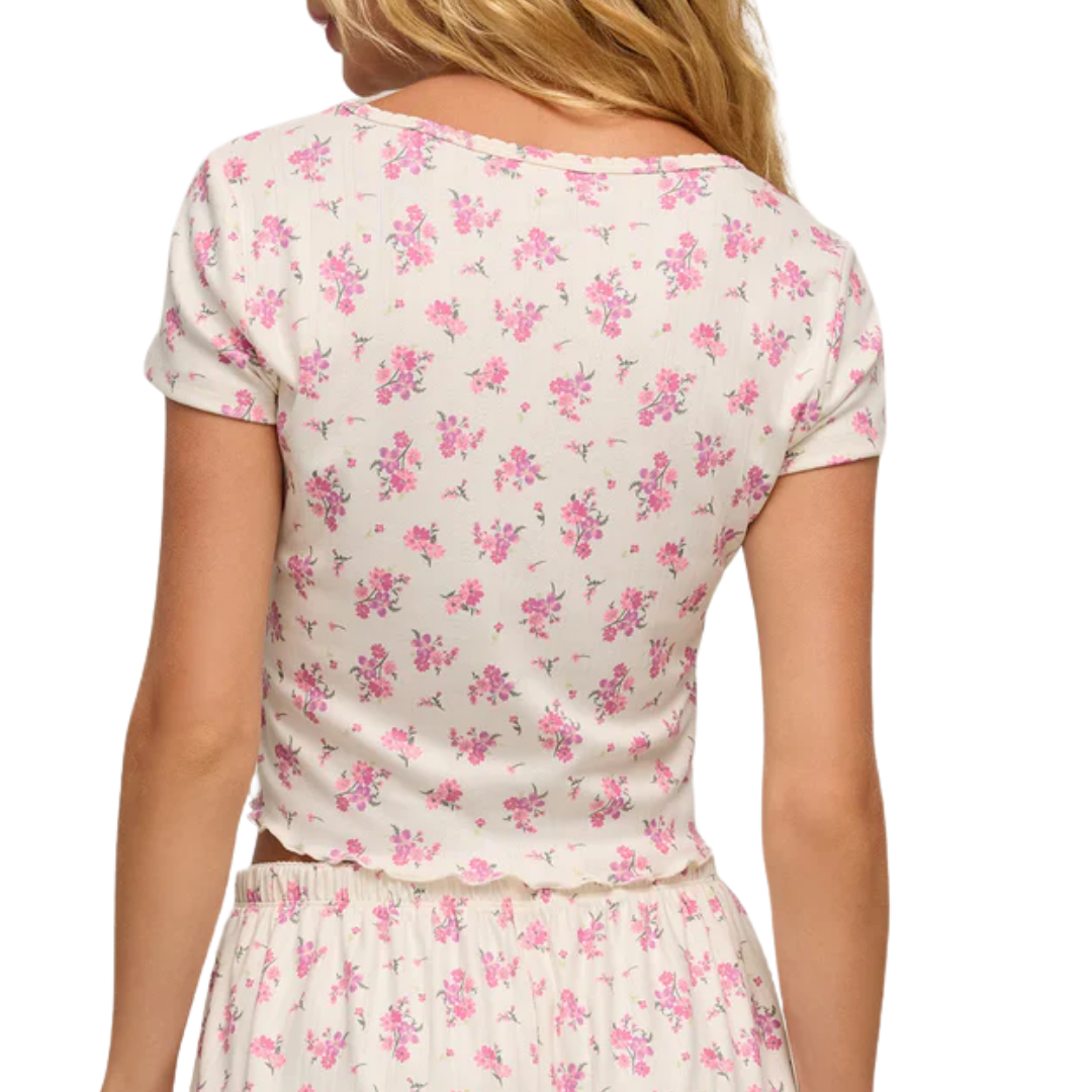 Flower Market Ditsy Pointelle Tee in Bone