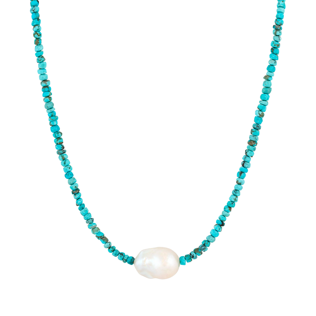 Baroque Pearl Candy Necklace in Turquoise