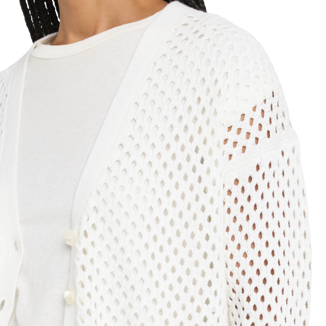 Solid Mesh Cardigan in Bleach White