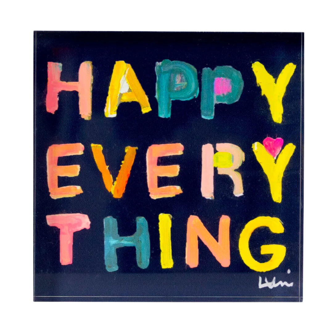 Happy Everything Block of Love in Navy Sky Small