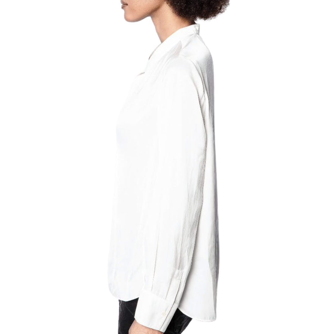 Tink Satin Blouse in Blanc
