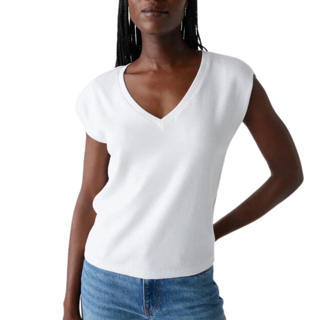 Tati Power Shoulder Top in White
