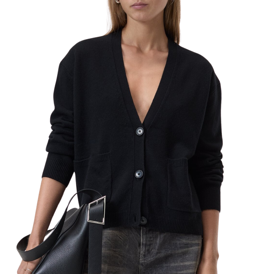 Wool Cardigan in Black