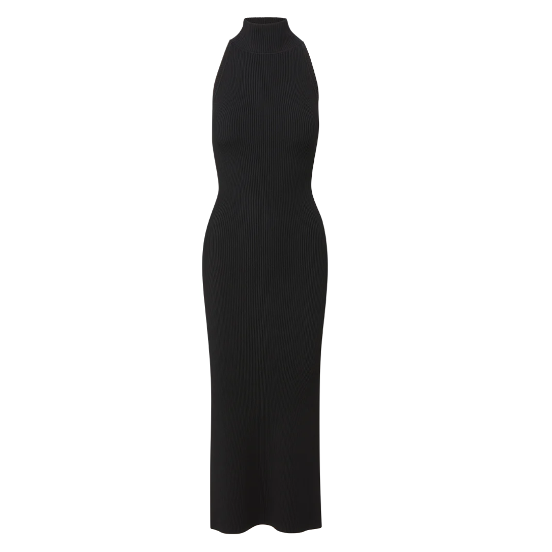Briggita Knit Halter Dress in Black