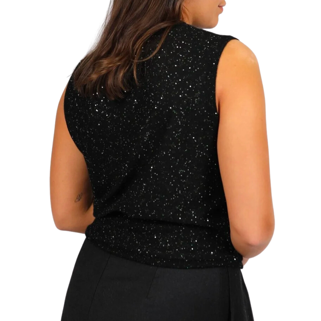 Sequin Blouson Muscle Tee in Cosmos