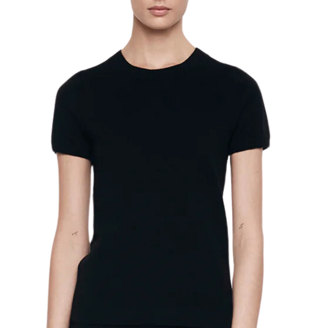 Cashmere Jersey S/S Crew in Black