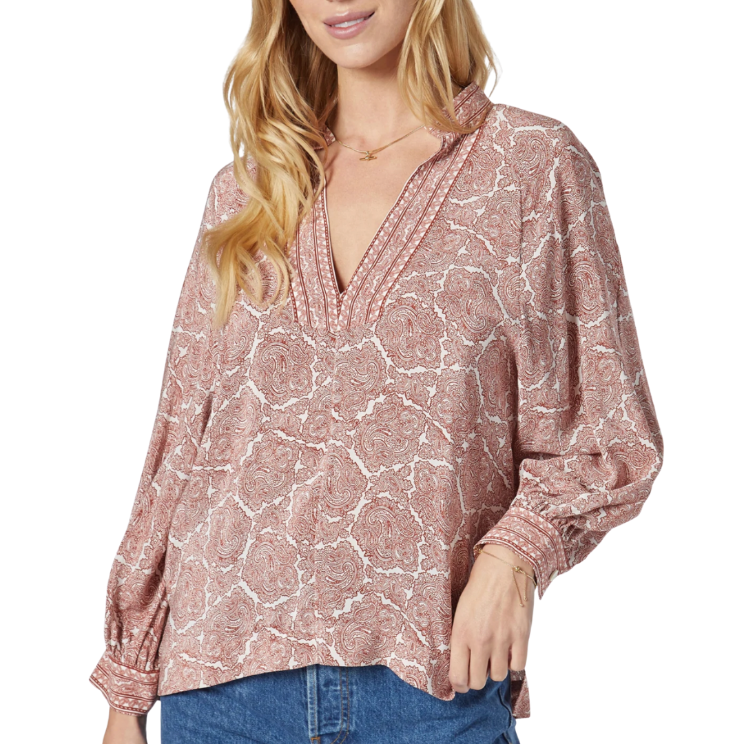 Perci Blouse in Porcelain Burnt