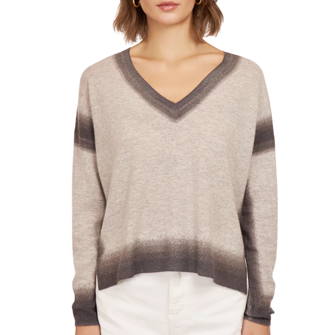 L/S V-Neck Gradient Edges in Fog/Neutral Combo