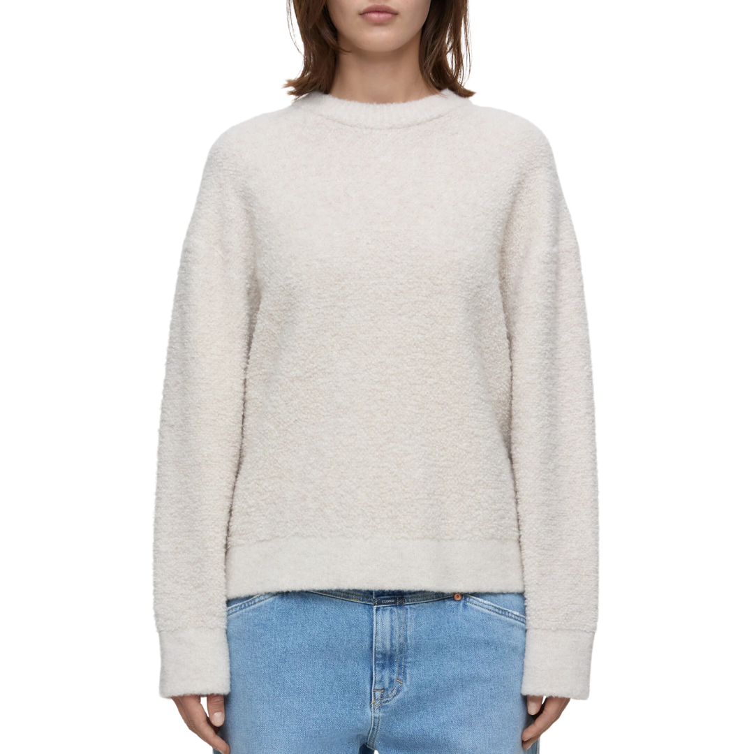 Wool Blend Bouclé Jumper in Pearl Beige