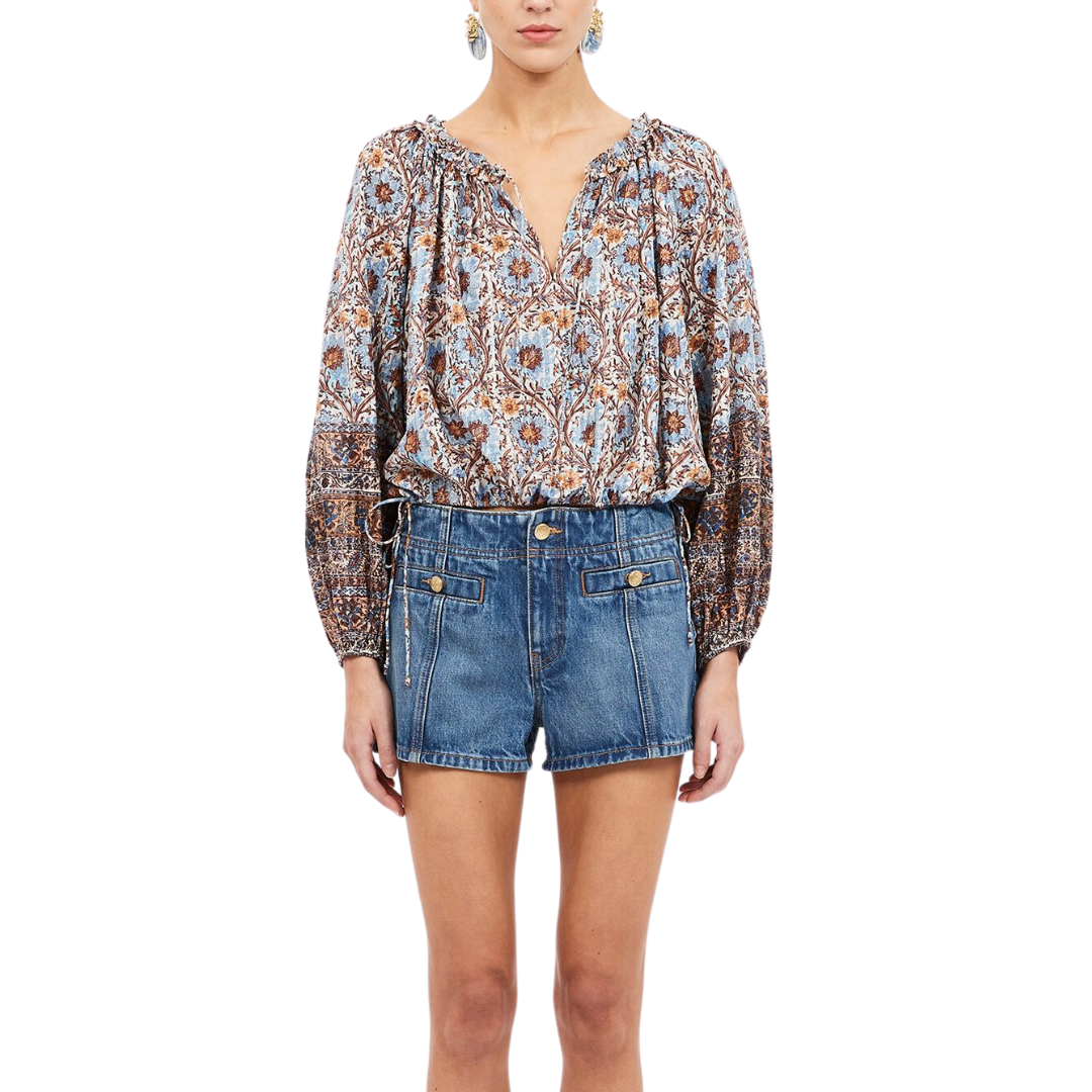 The Camille Short in Danube Medium Indigo Wash