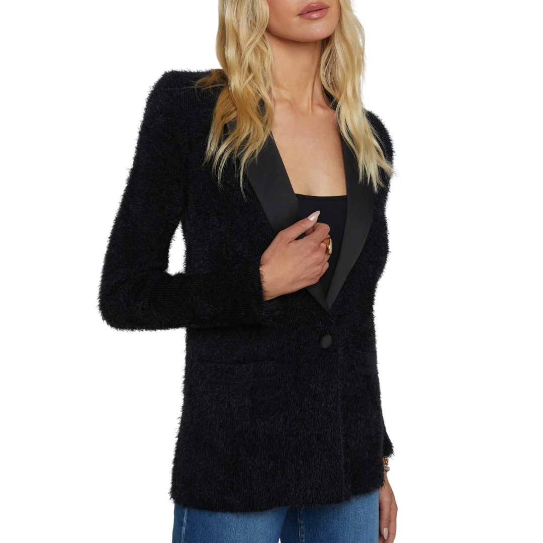 Baileigh Textured Knit Blazer in Black