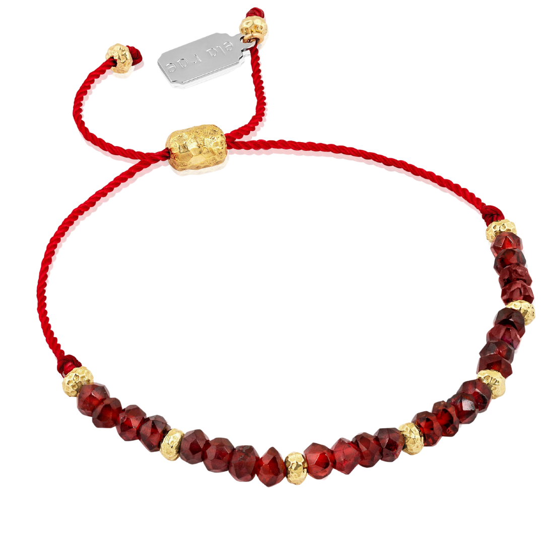 Mini Gemstone Bolo Bracelet in Garnet