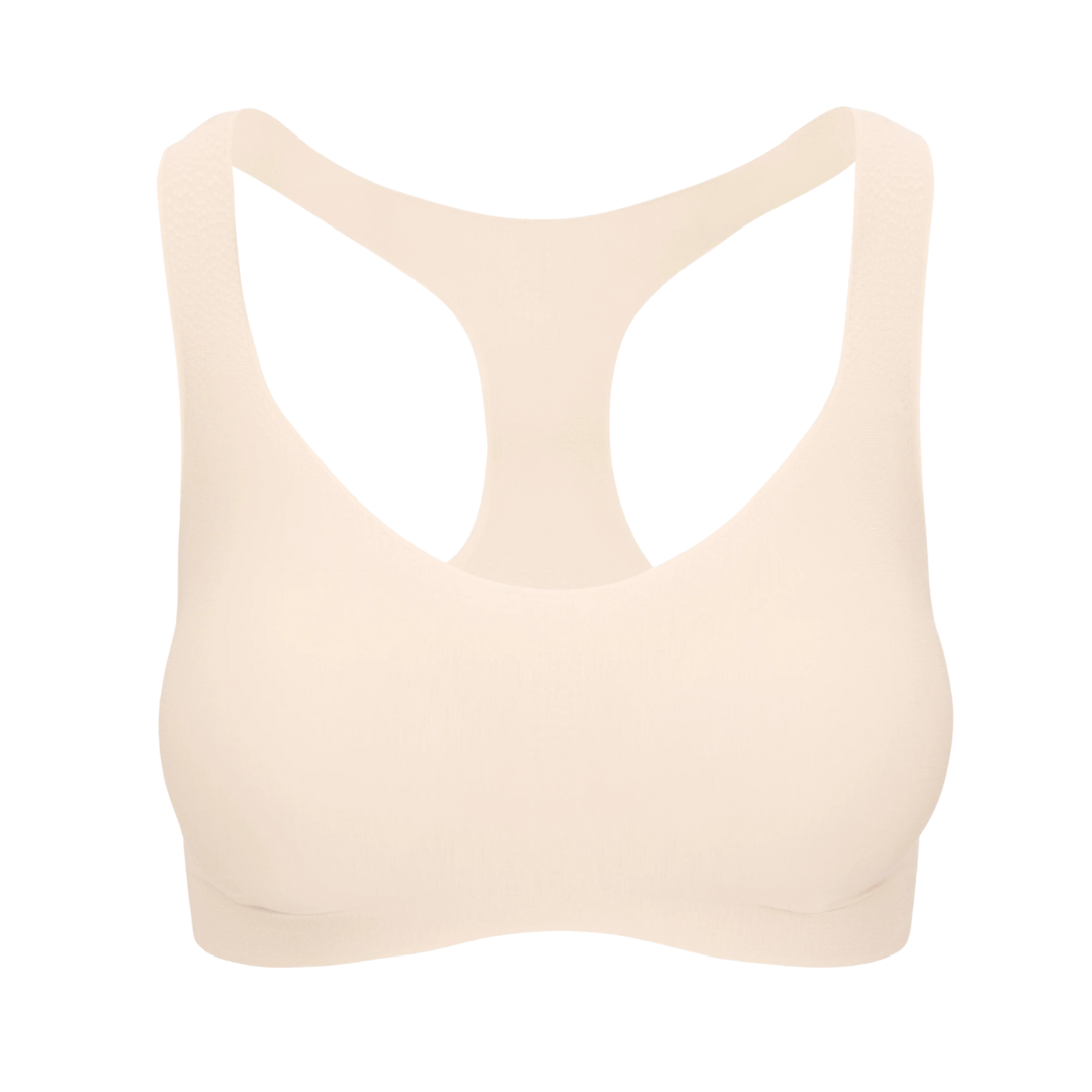 Butter Soft-Support Racerback Bralette in Beige