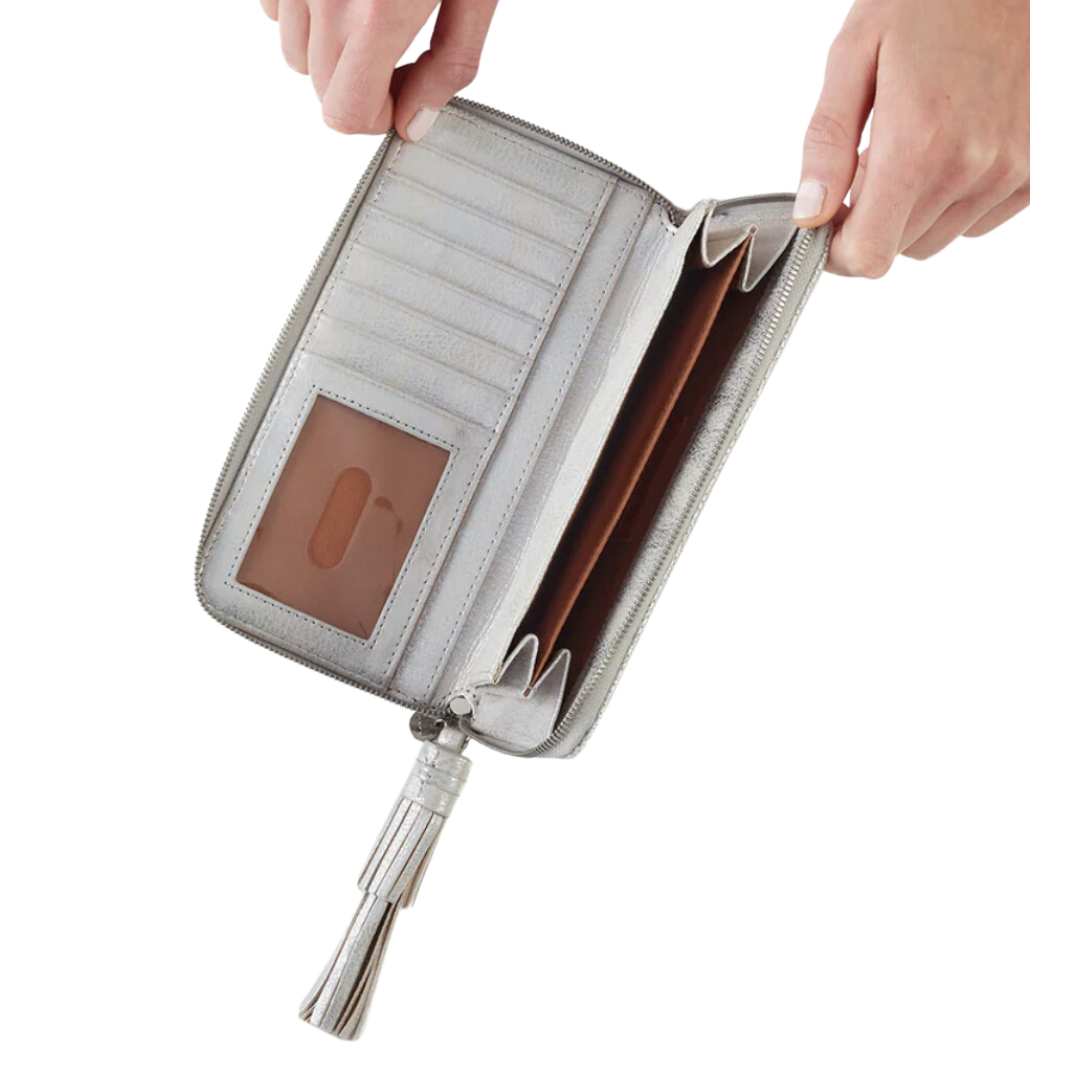 Nila Large Zip Around Continental Wallet in Silver Zebra