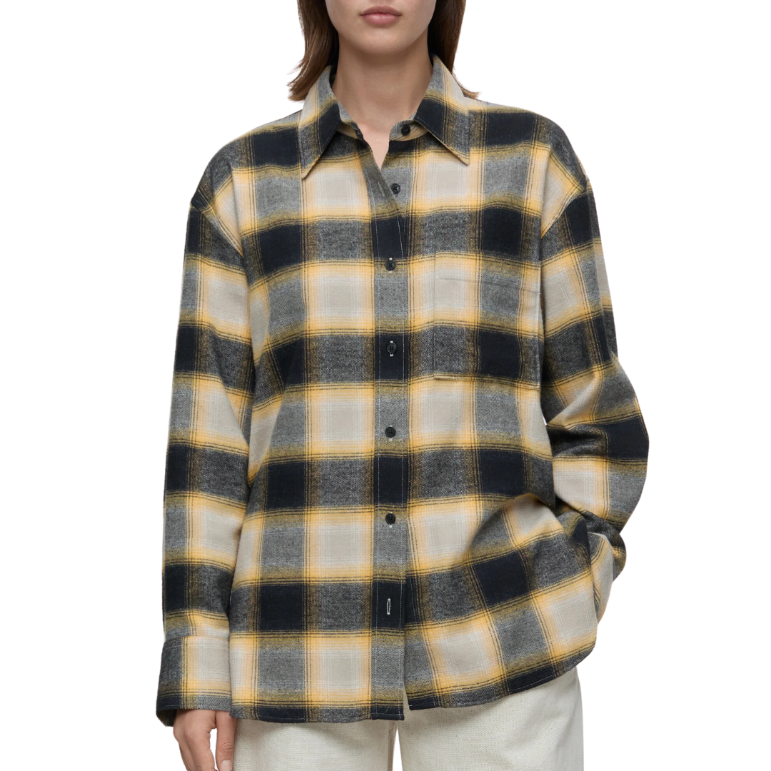 Chequered Shirt Blouse in Irish Orange