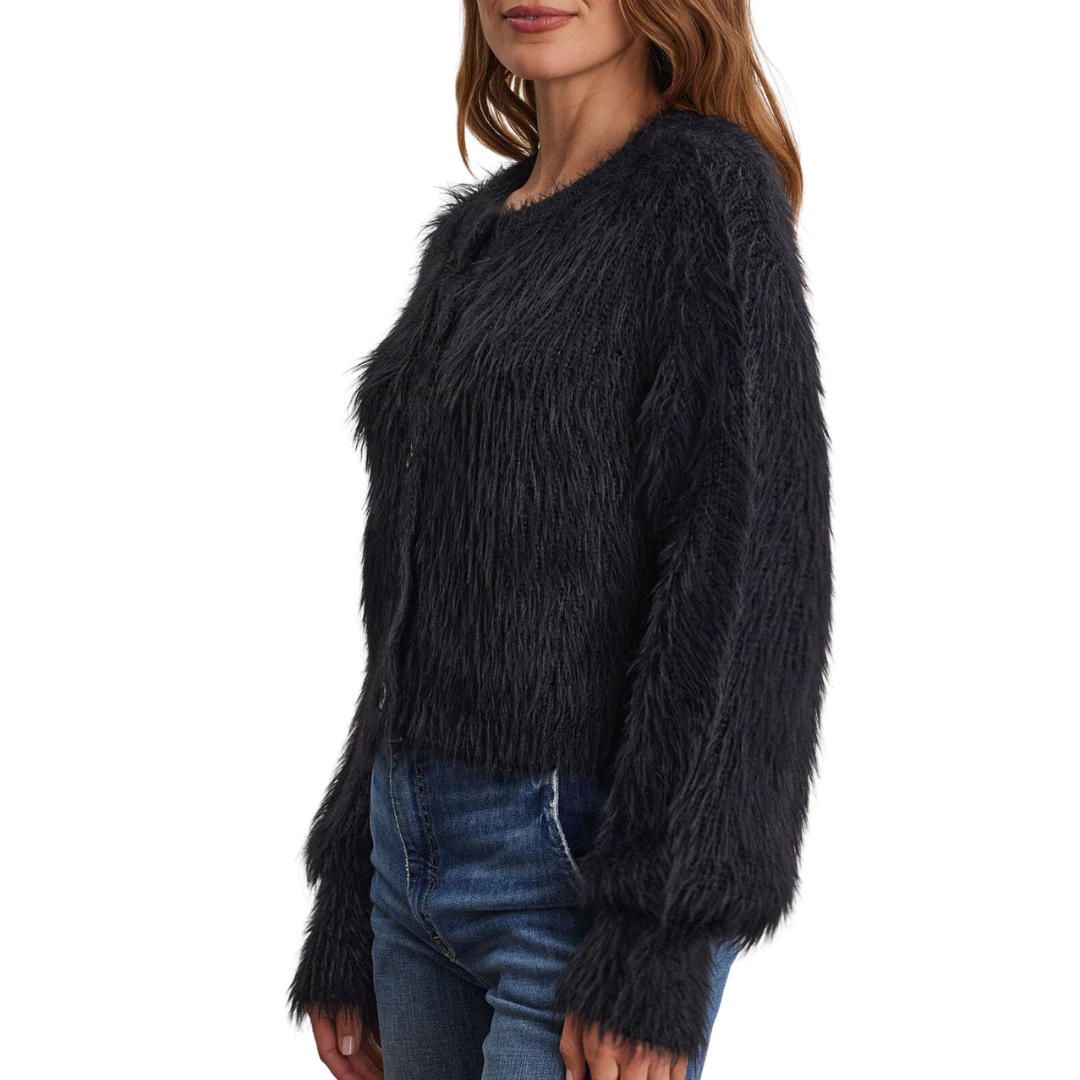 Holland Feather Yarn Cardigan in Black