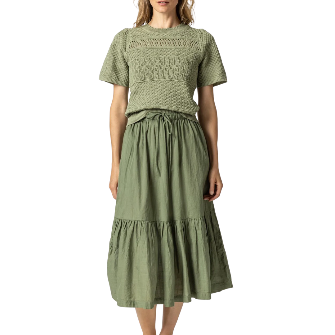 Pull On Peplum Skirt in Olive