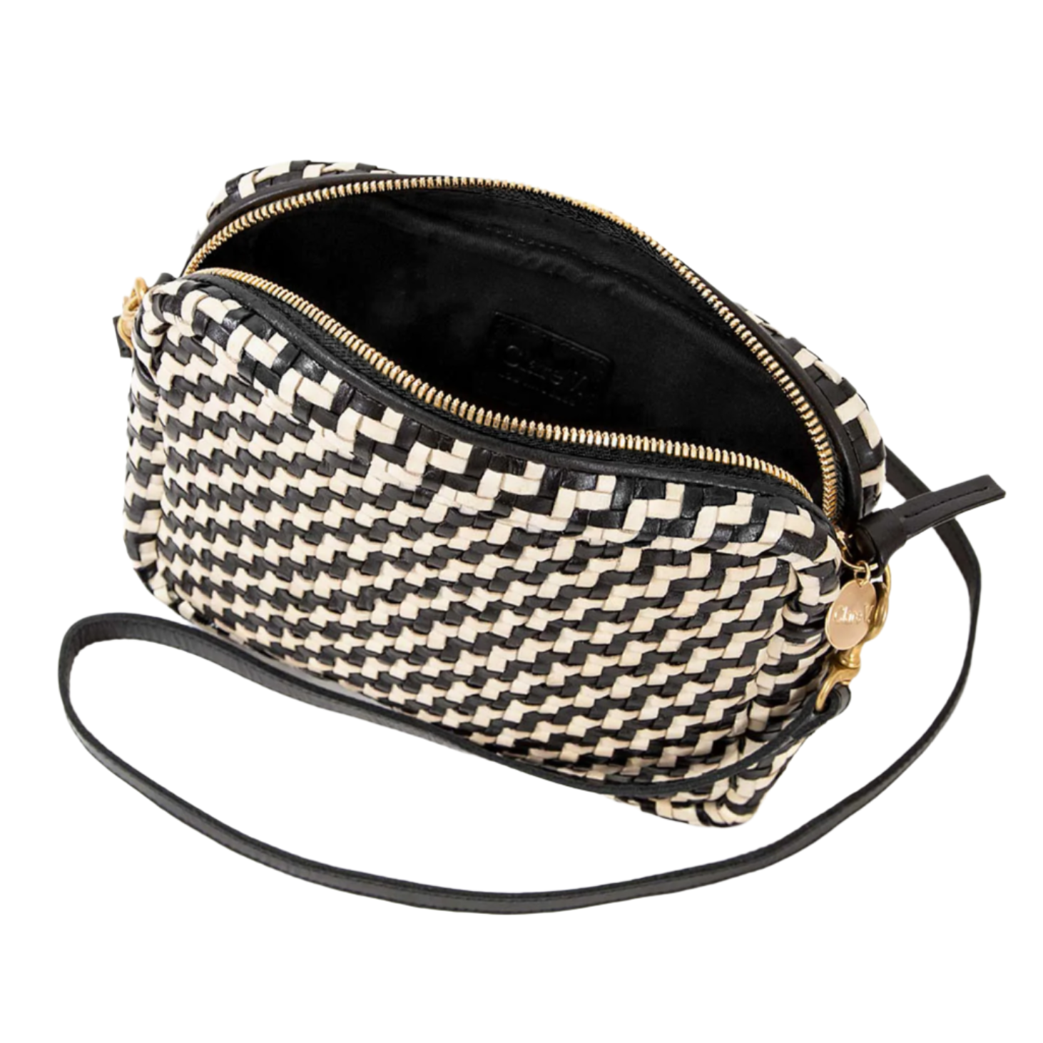 Midi Sac in Black & Cream Woven Zig Zag