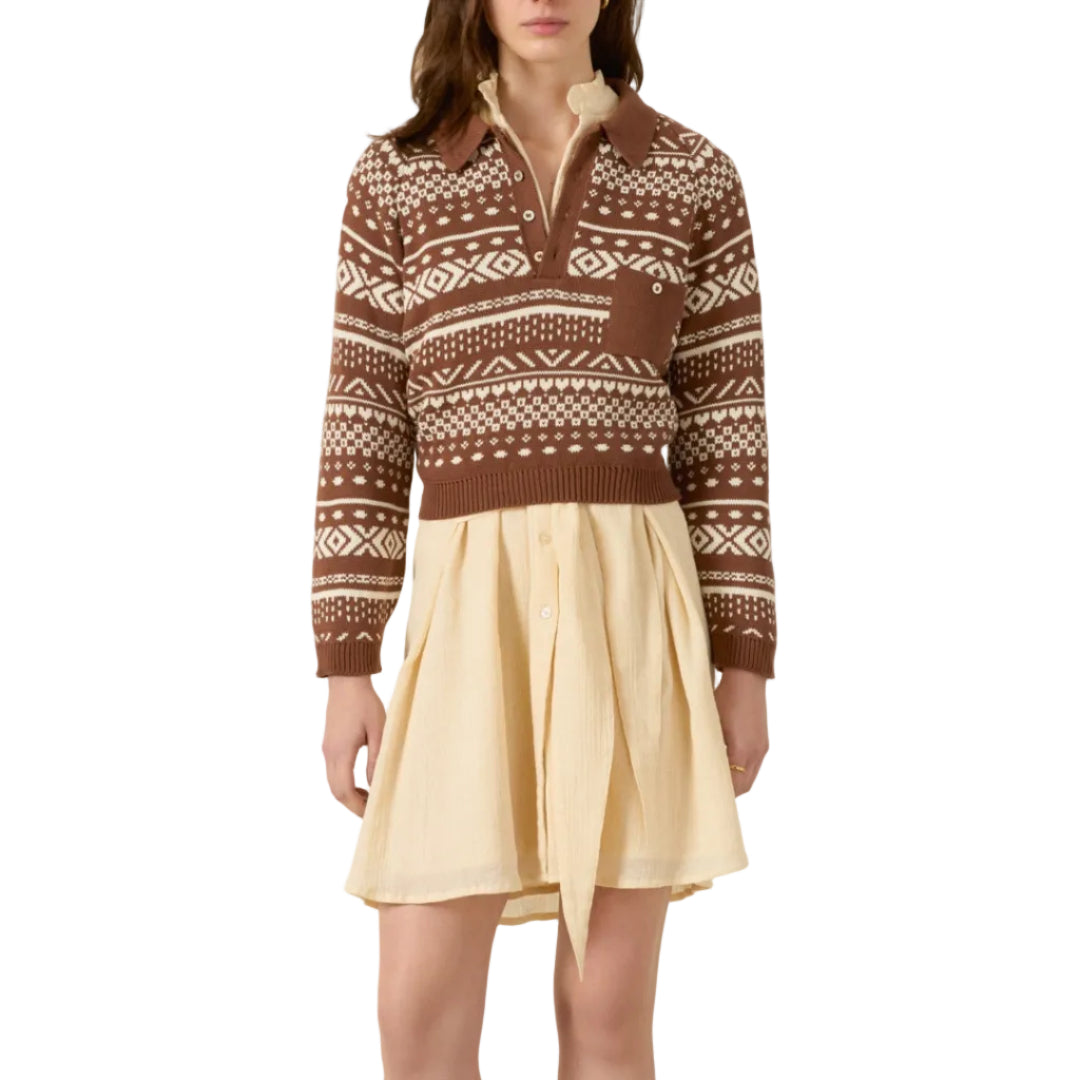 Liza Mocha Fair Isle Top
