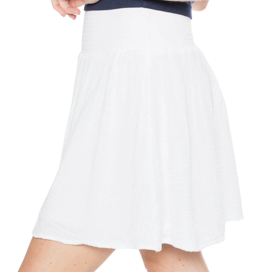 Havana Smocked Gauze Skirt in White