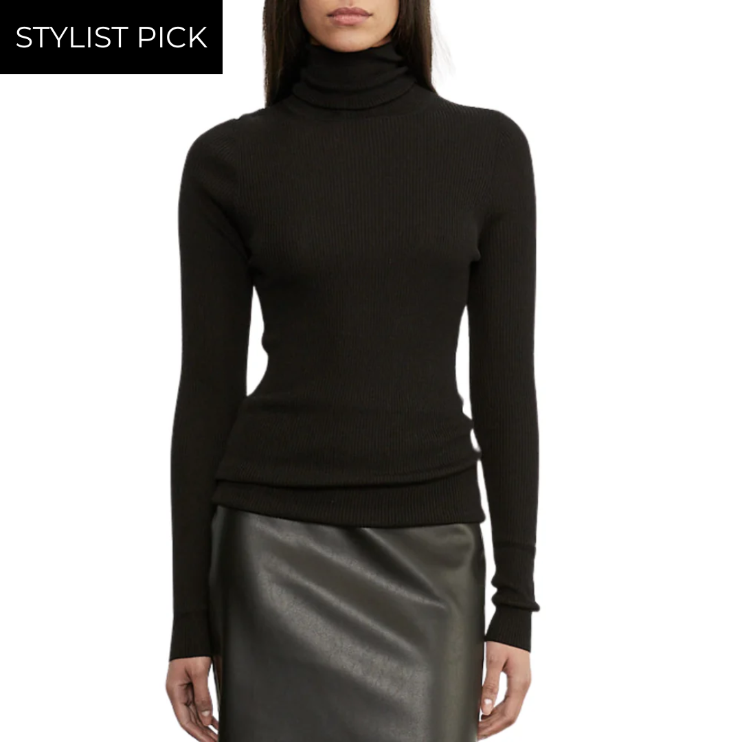 Silk Sweater Turtleneck in Black