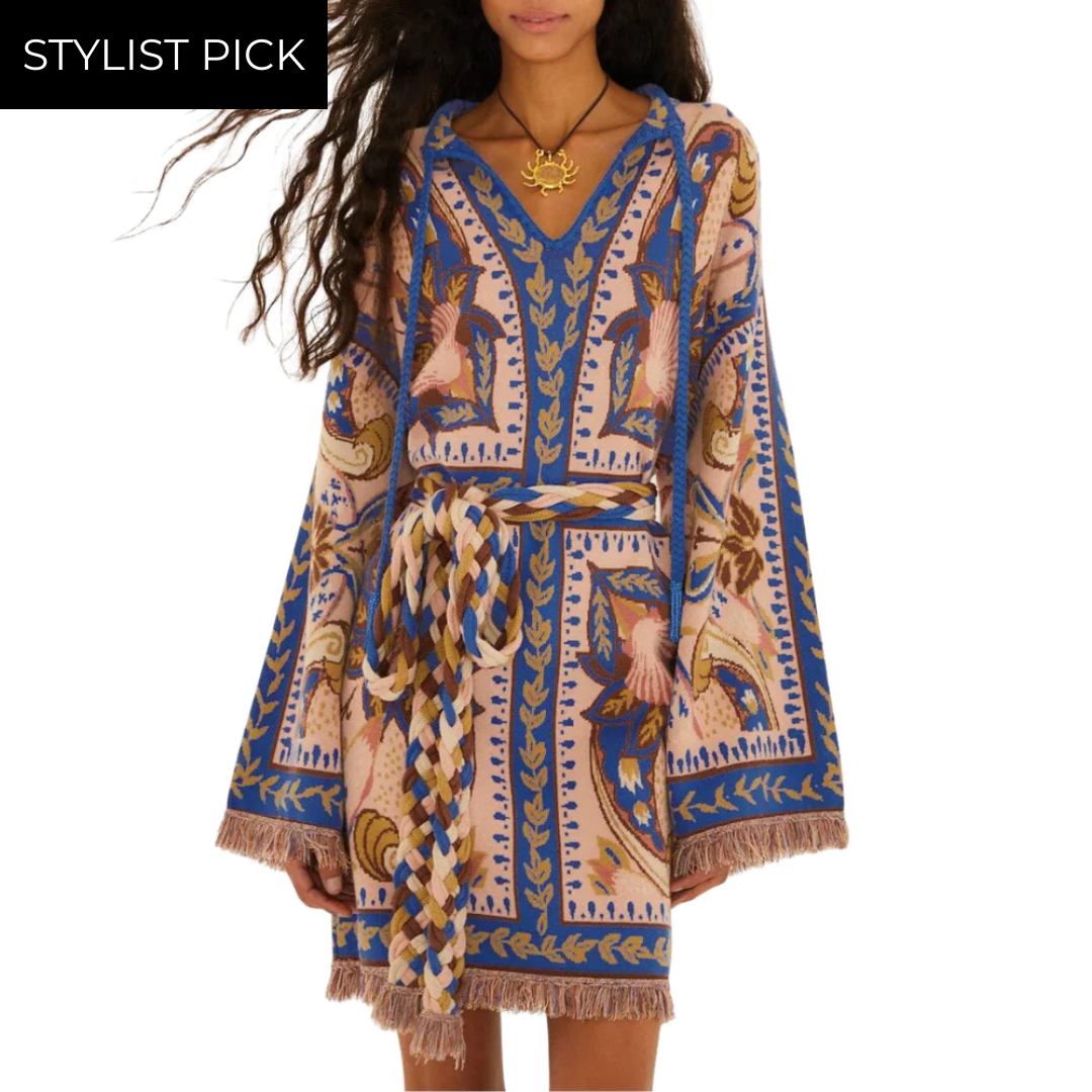 farm rio boho scarves navy blue mini dress FARM Rio
