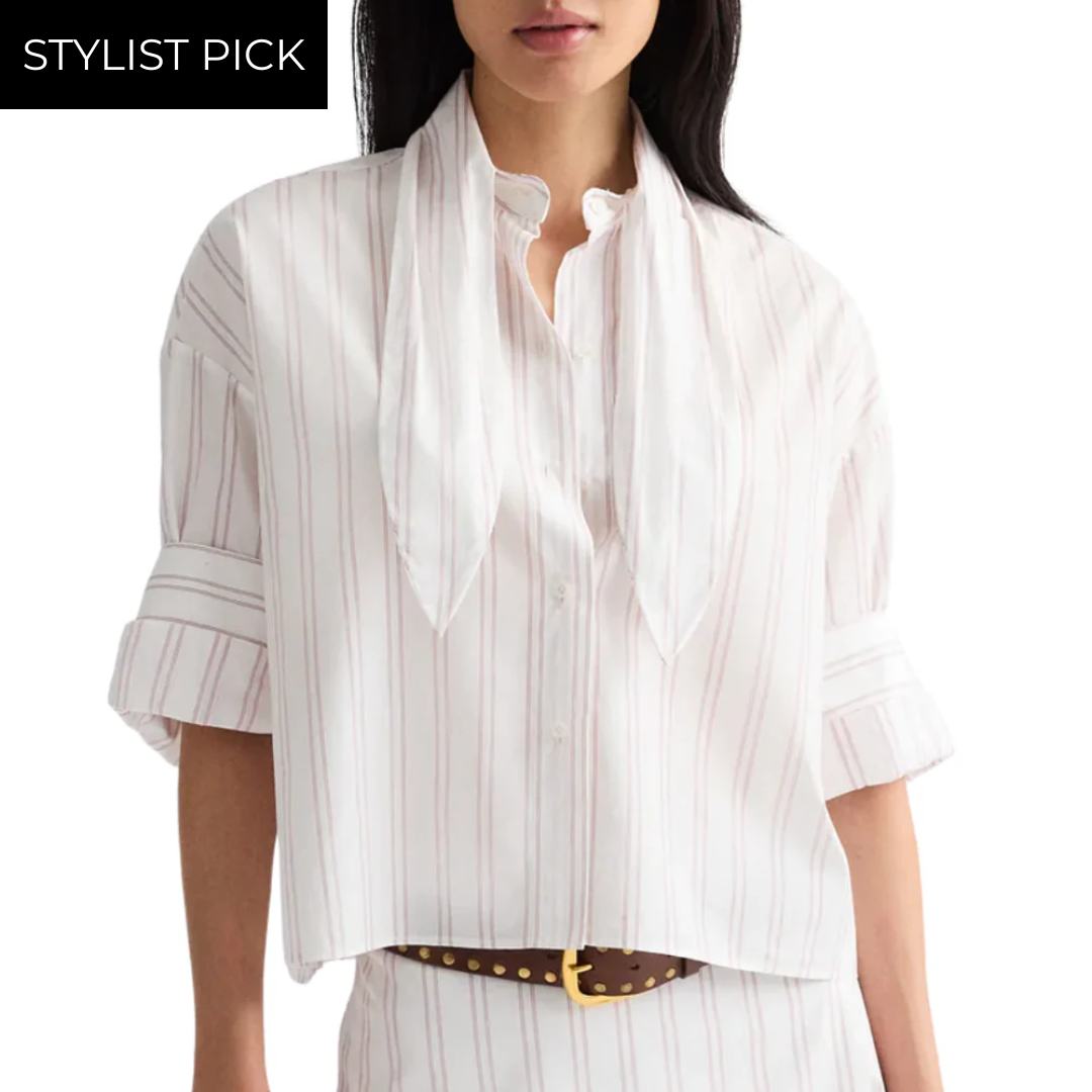 Tie One On Shirt in White/Wine